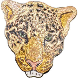 Vintage William WM Spear Alaska Enamel Leopard / Jaguar Brooch Pin w/ Card Case